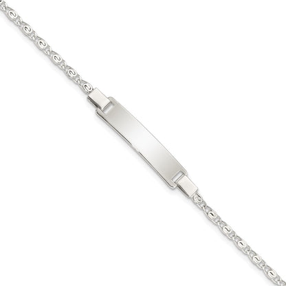 6 Inch Sterling Silver Polished Engraveable Children'S Id Bracelet