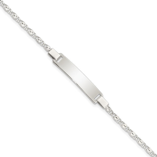 6 Inch Sterling Silver Polished Engraveable Children'S Id Bracelet