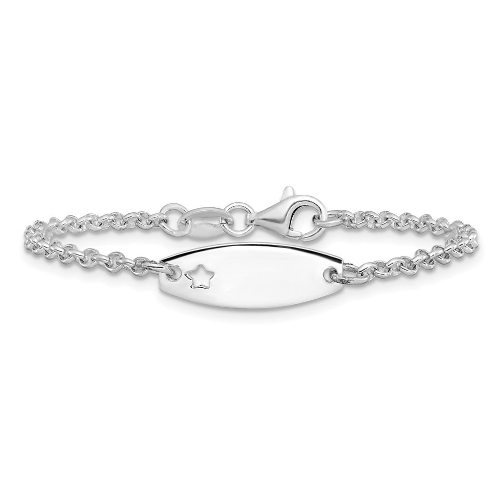 5.5 Inch Sterling Silver Childrens Polished Id With Star Bracelet