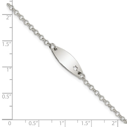 5.5 Inch Sterling Silver Childrens Polished Id With Star Bracelet
