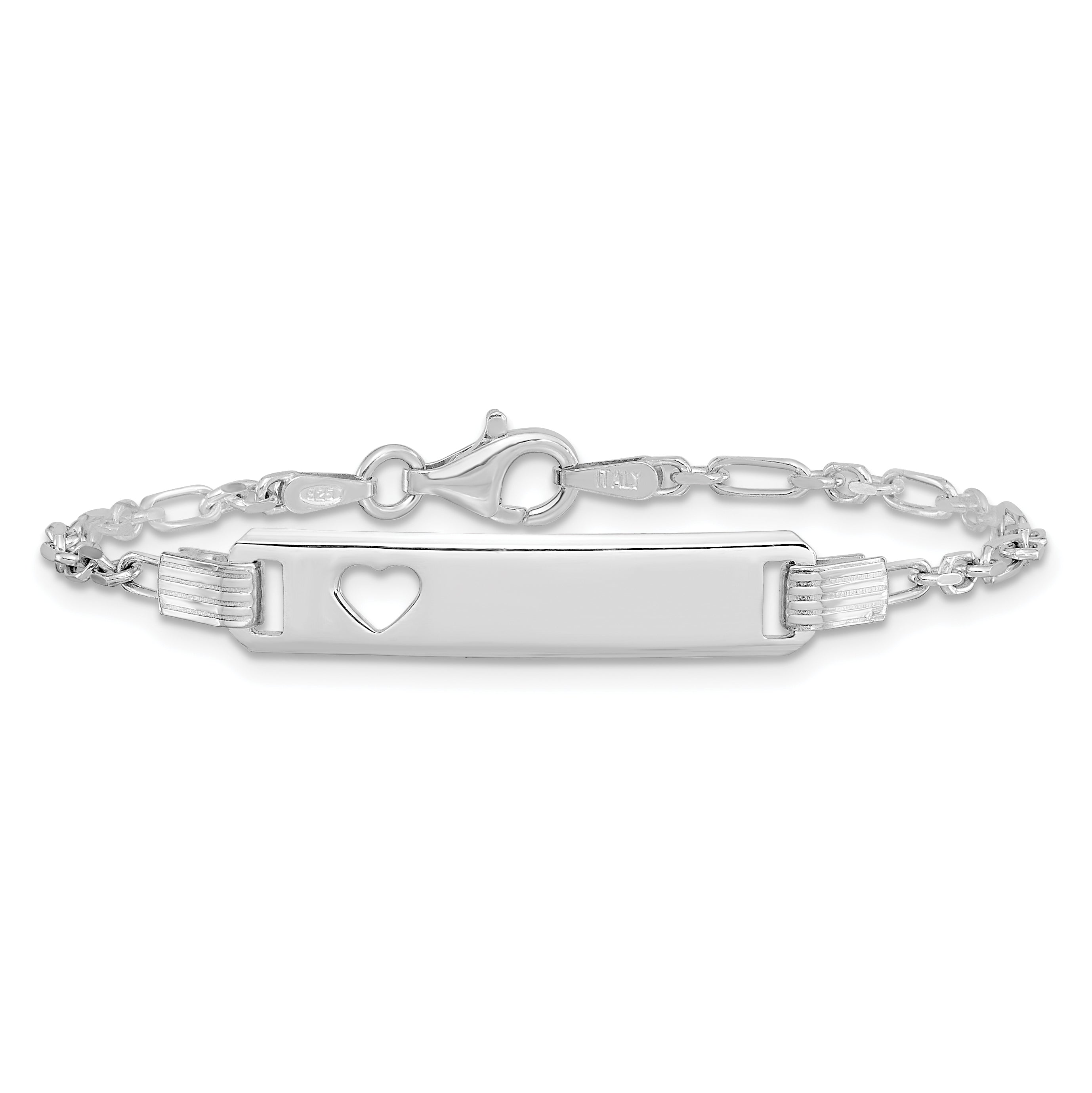 5.5 Inch Sterling Silver Polished Childrens Id With Heart Bracelet