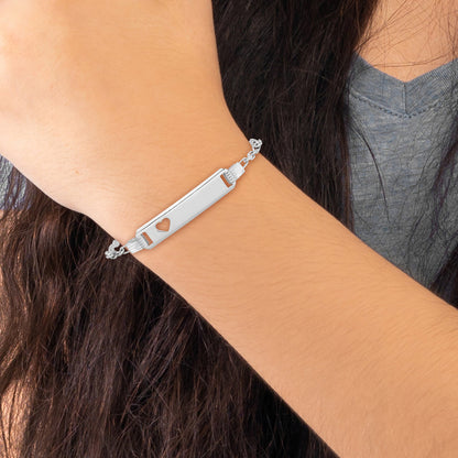 5.5 Inch Sterling Silver Polished Childrens Id With Heart Bracelet