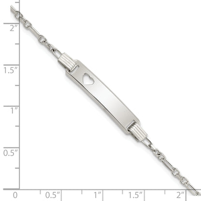 5.5 Inch Sterling Silver Polished Childrens Id With Heart Bracelet