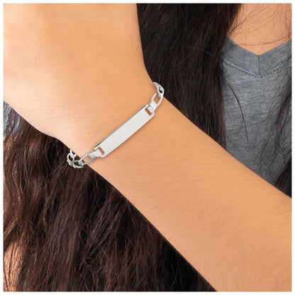 5.5 Inch Sterling Silver Polished Engraveable Childrens Id Bracelet