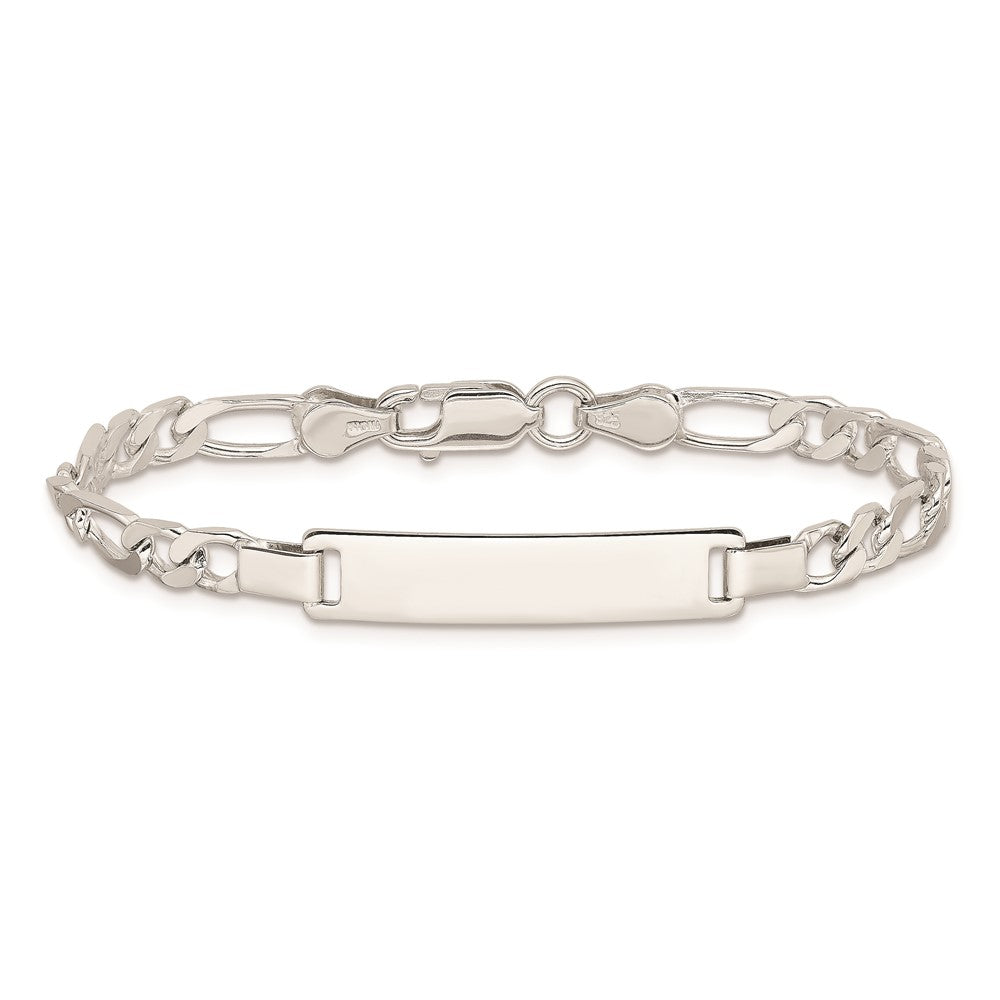 6 Inch Sterling Silver Engraveable Childrens Id On Figaro Link Bracelet