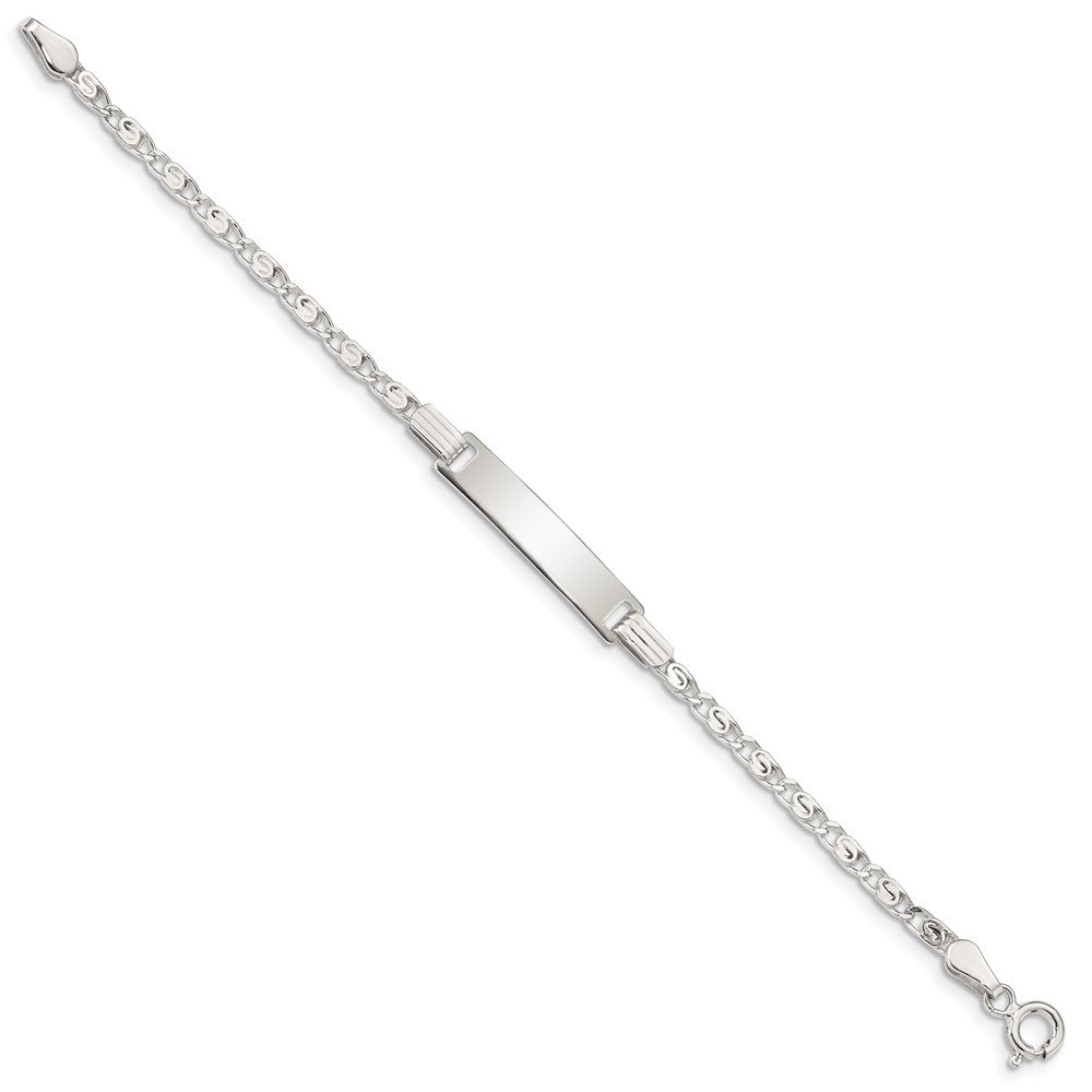 5.5 Inch Sterling Silver Polished Engraveable Childrens Id Bracelet