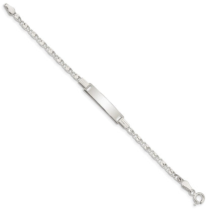 5.5 Inch Sterling Silver Polished Engraveable Childrens Id Bracelet