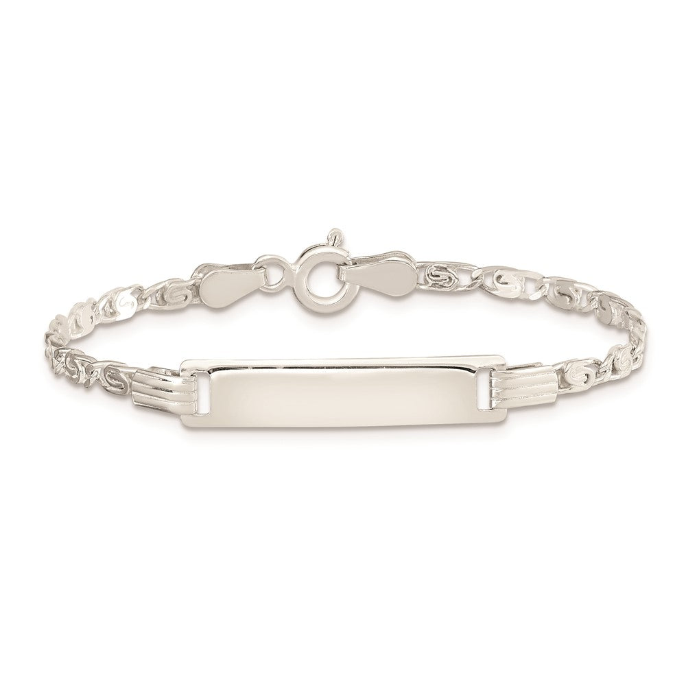 5.5 Inch Sterling Silver Polished Engraveable Childrens Id Bracelet