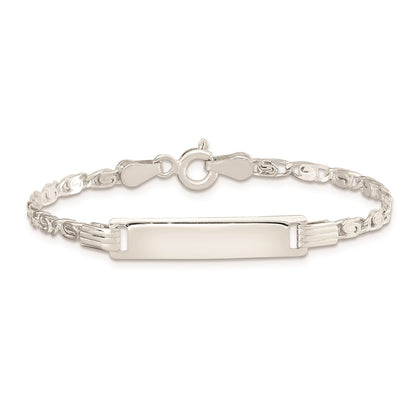 5.5 Inch Sterling Silver Polished Engraveable Childrens Id Bracelet