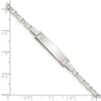 5.5 Inch Sterling Silver Polished Engraveable Childrens Id Bracelet