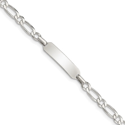 6 Inch Sterling Silver 6Inch Polished Engraveable Childrens Id Bracelet
