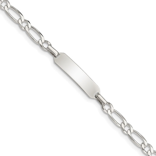5.5 Inch Sterling Silver Polished Engraveable Childrens Id Bracelet