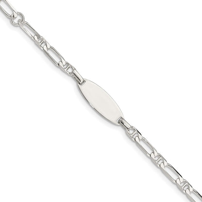 5 Inch Sterling Silver Polished Engraveable 5In Plus 1In Ext Childrens Id Bracelet