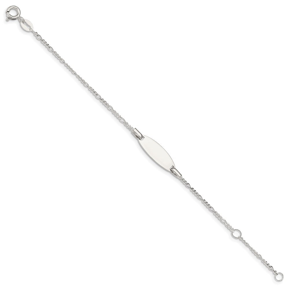 5 Inch Sterling Silver Childrens 5In Plus 1In Ext Id Figaro Link Bracelet