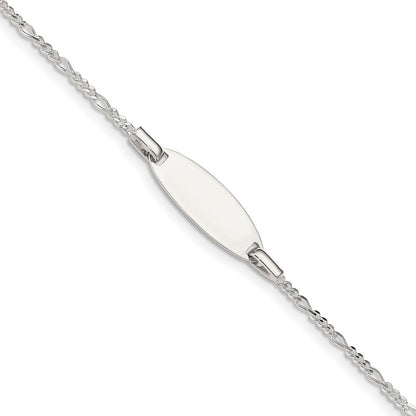 5 Inch Sterling Silver Childrens 5In Plus 1In Ext Id Figaro Link Bracelet