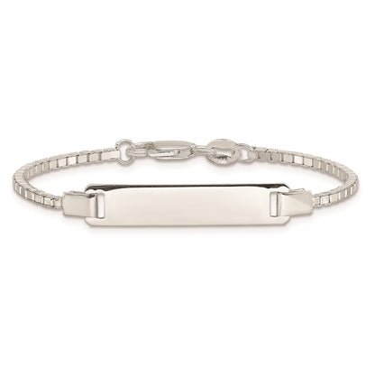 5.5 Inch Sterling Silver Engraveable Childrens Id On Box Chain Bracelet
