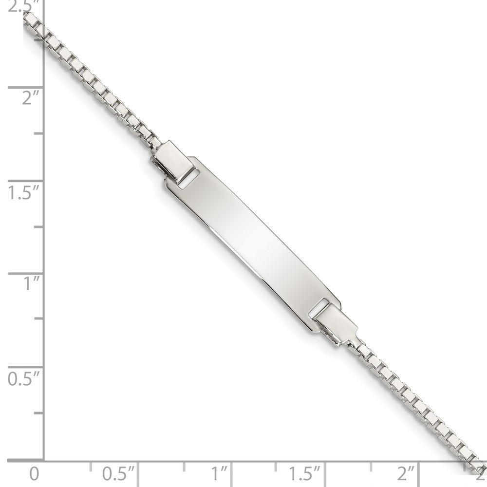 5.5 Inch Sterling Silver Engraveable Childrens Id On Box Chain Bracelet