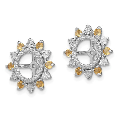 Sterling Silver Rhodium Citrine Earring Jacket