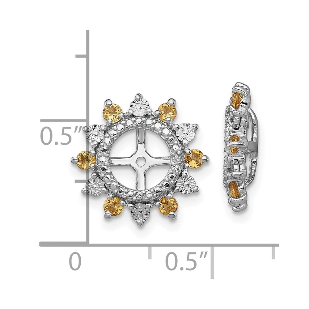 Sterling Silver Rhodium Citrine Earring Jacket