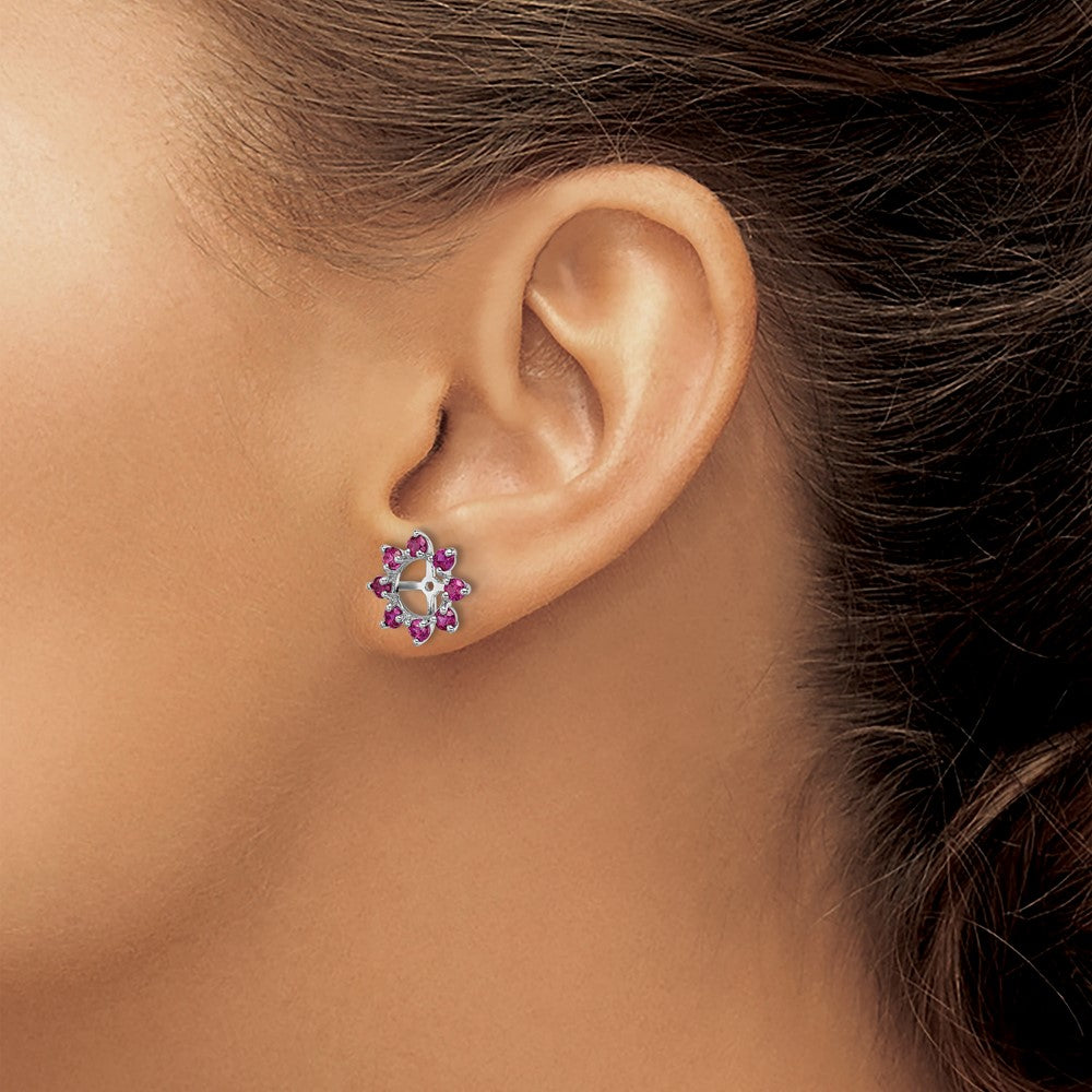 Sterling Silver Rhodium Created Ruby Earring Jacket (QJ116JUL) – Goldia ...