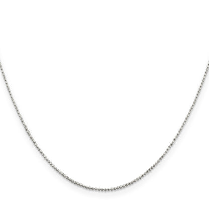 18 Inch Sterling Silver 1mm Beaded Chain Necklace