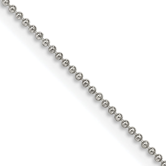 24 Inch Sterling Silver 1mm Beaded Chain Necklace