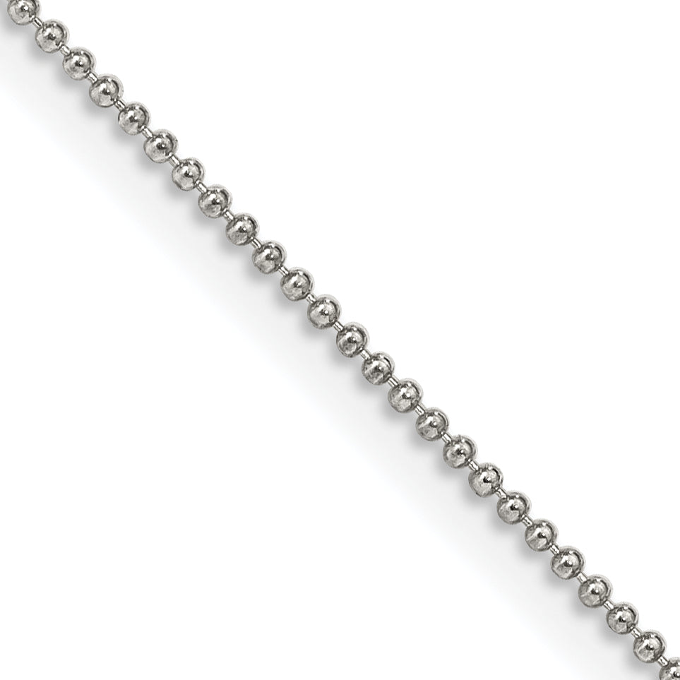 20 Inch Sterling Silver 1mm Beaded Chain Necklace