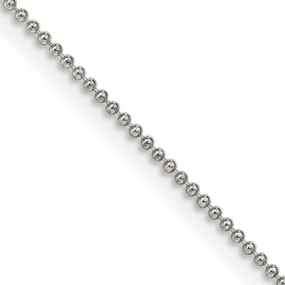 20 Inch Sterling Silver 1mm Beaded Chain Necklace