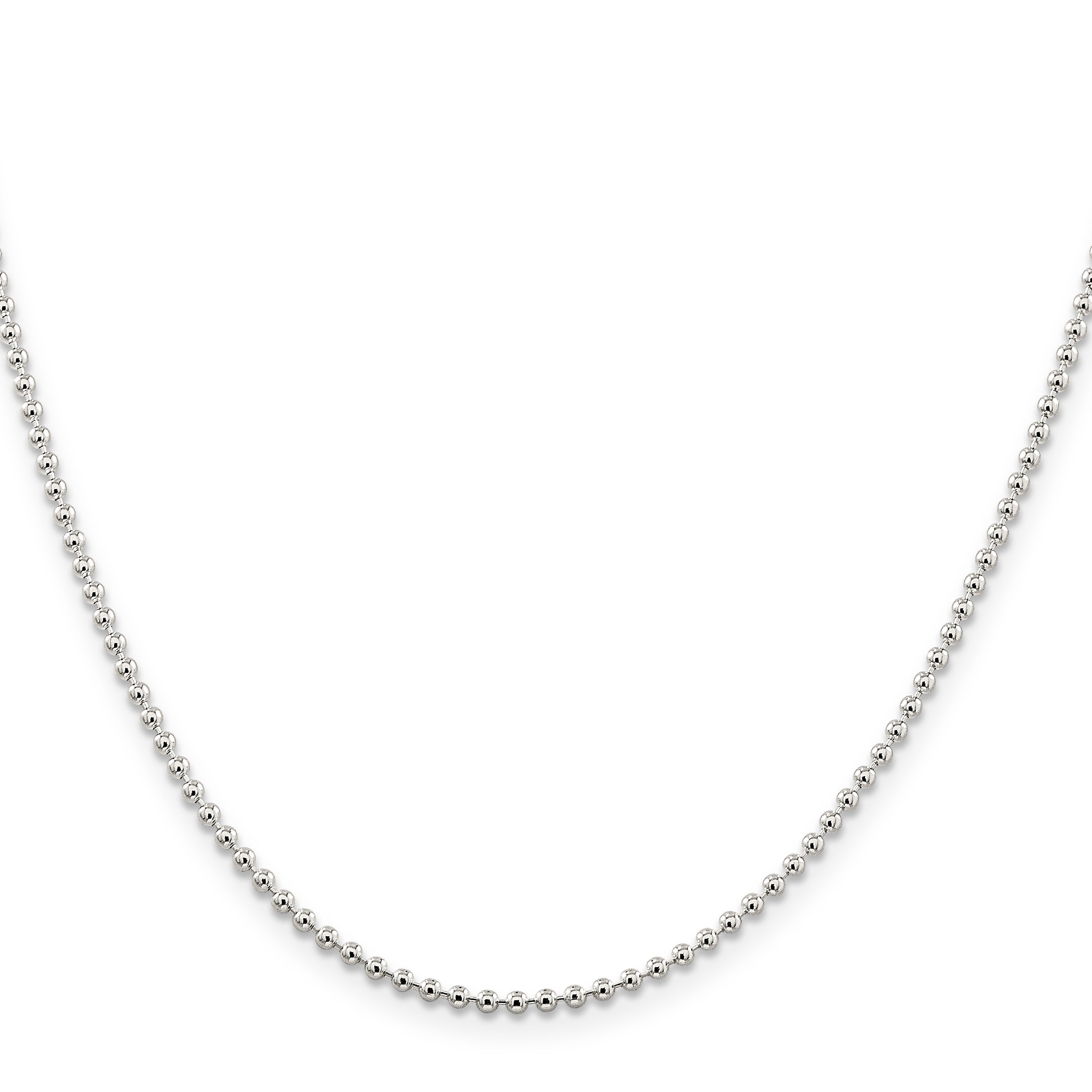 20 Inch Sterling Silver 2mm Beaded Chain Necklace