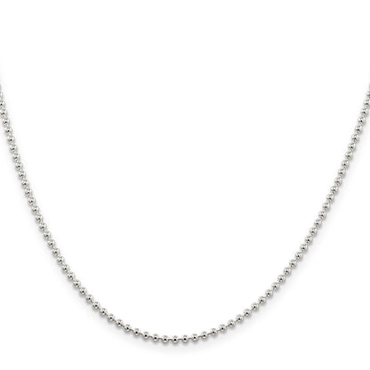 18 Inch Sterling Silver 2mm Beaded Chain Necklace