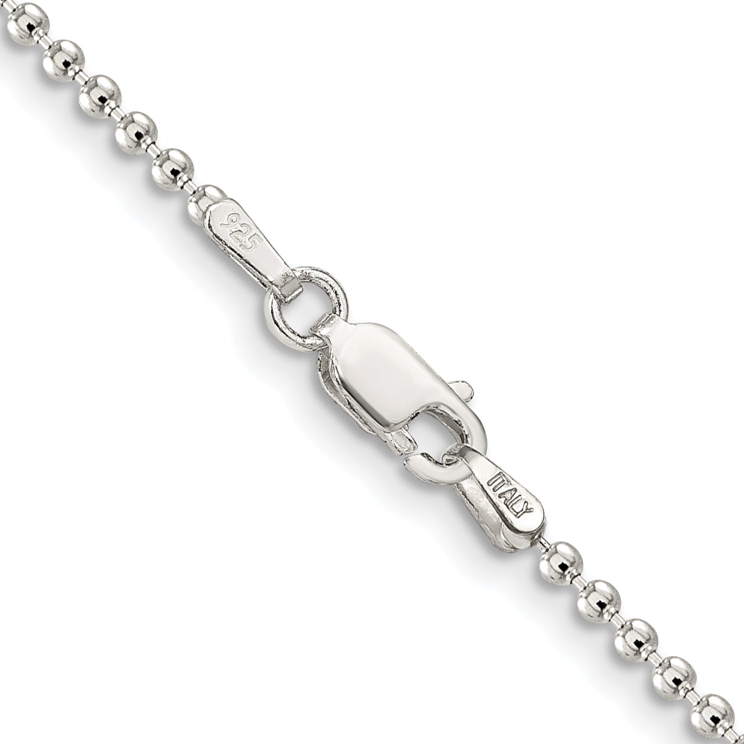 24 Inch Sterling Silver 2mm Beaded Chain Necklace