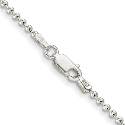 24 Inch Sterling Silver 2mm Beaded Chain Necklace
