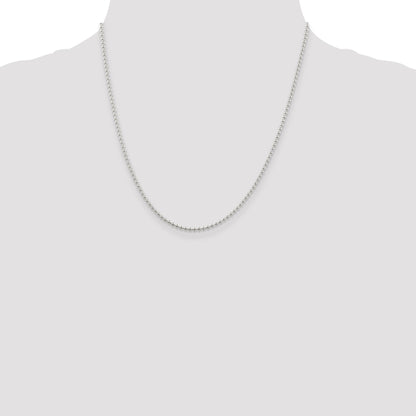 20 Inch Sterling Silver 2mm Beaded Chain Necklace