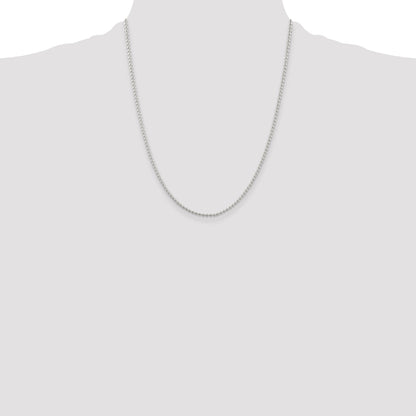 22 Inch Sterling Silver 2mm Beaded Chain Necklace