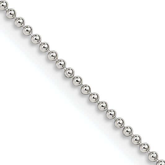 16 Inch Sterling Silver 1.25mm Beaded Chain Necklace