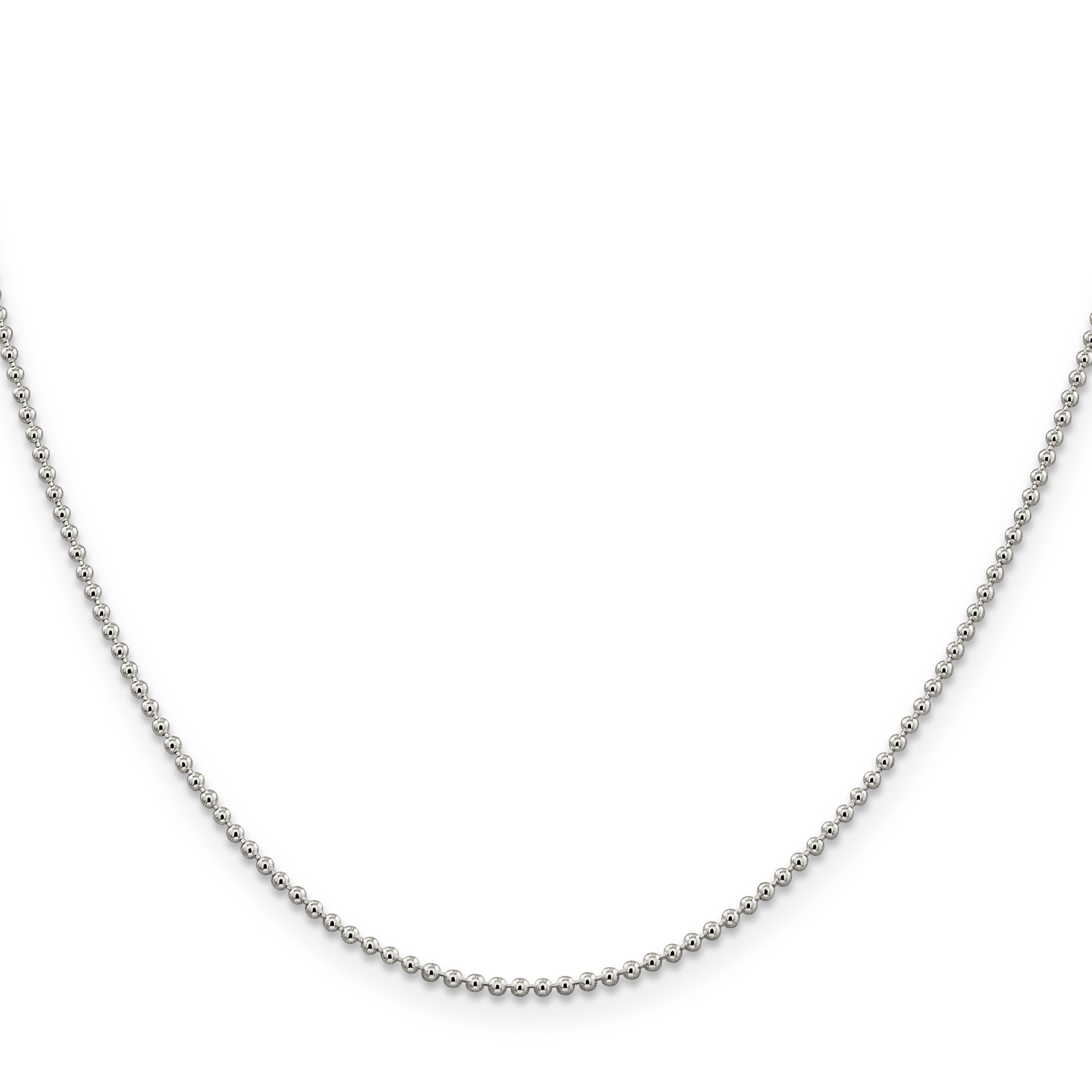 18 Inch Sterling Silver 1.5mm Beaded Chain Necklace