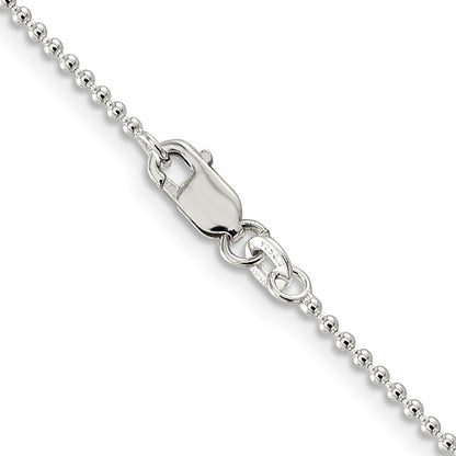 22 Inch Sterling Silver 1.5mm Beaded Chain W/4In Ext.