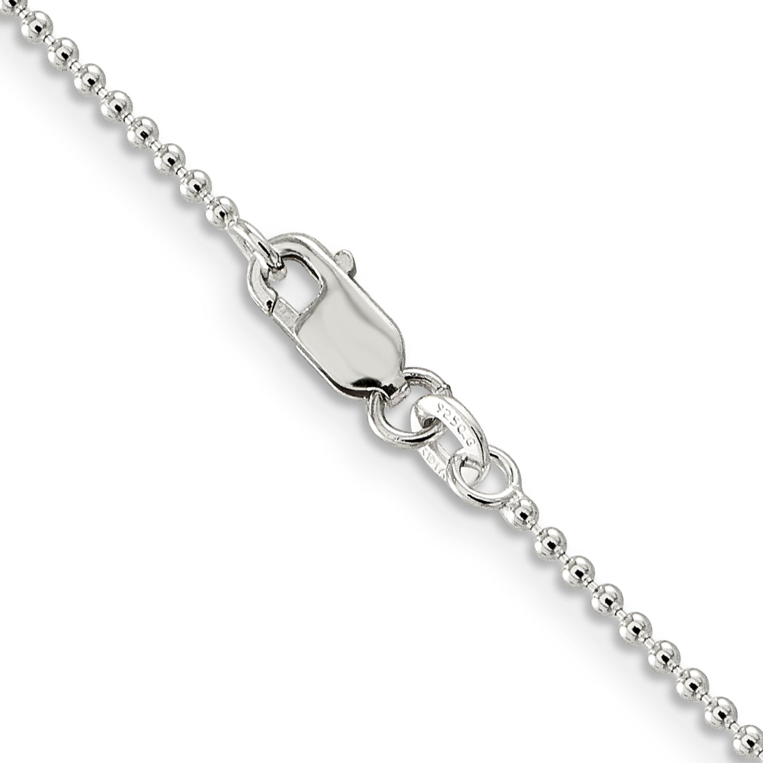 18 Inch Sterling Silver 1.5mm Beaded Chain Necklace