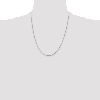 22 Inch Sterling Silver 1.5mm Beaded Chain W/4In Ext.