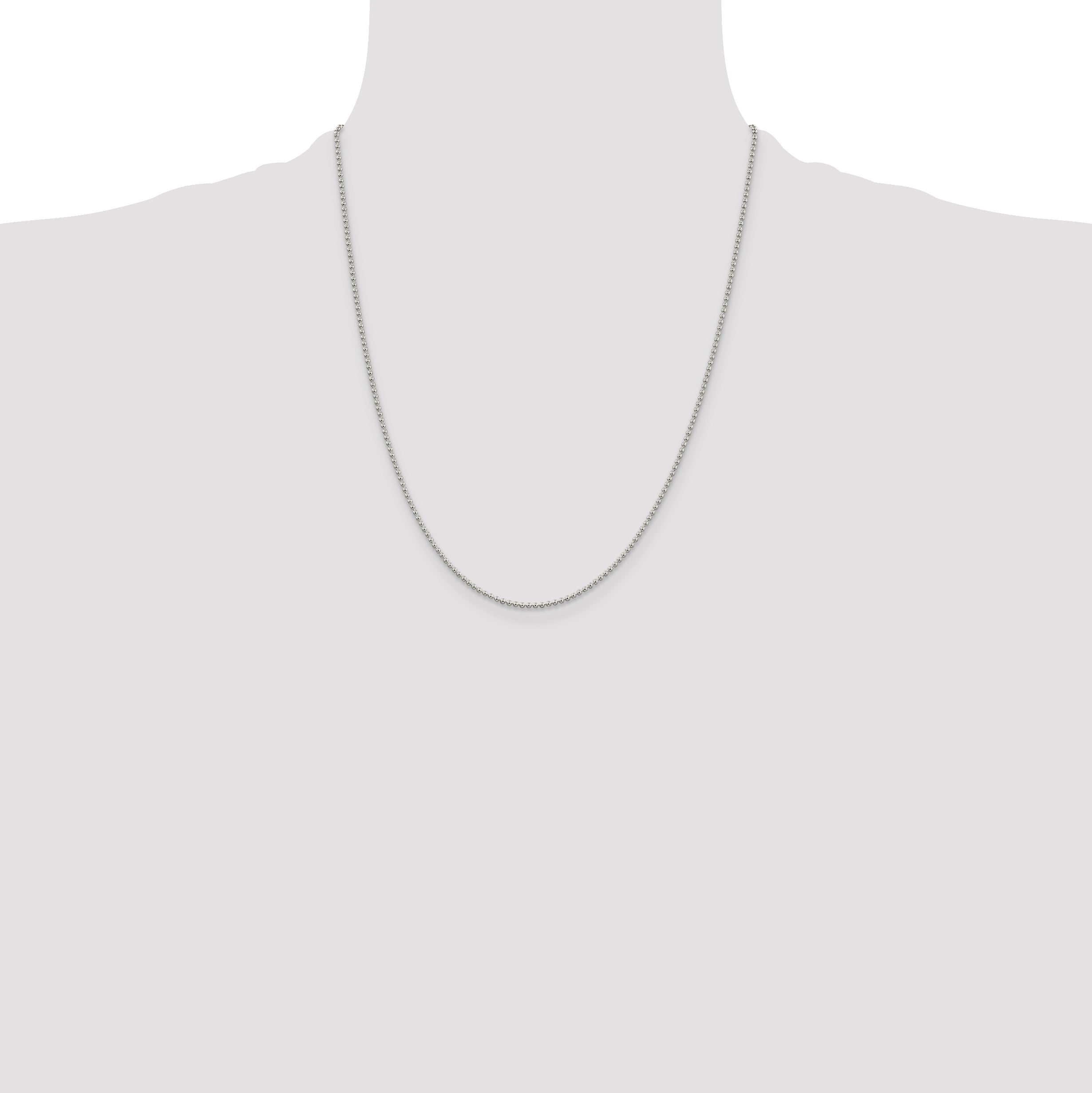 22 Inch Sterling Silver 1.5mm Beaded Chain Necklace