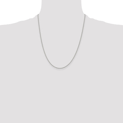 22 Inch Sterling Silver 1.5mm Beaded Chain Necklace