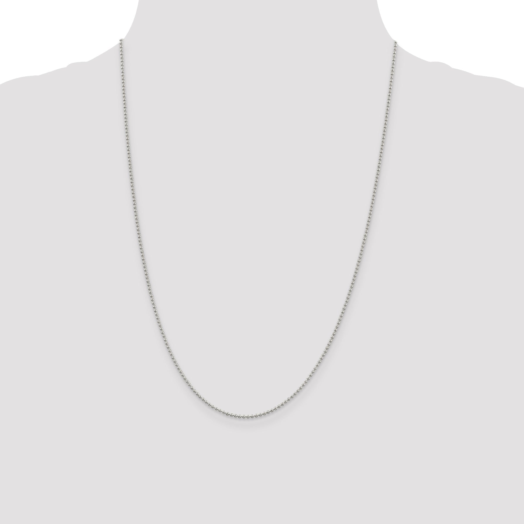 24 Inch Sterling Silver 1.5mm Beaded Chain Necklace