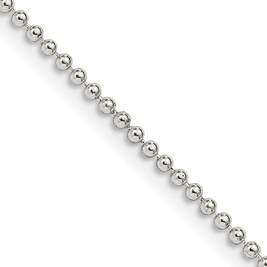 18 Inch Sterling Silver 1.5mm Beaded Chain Necklace