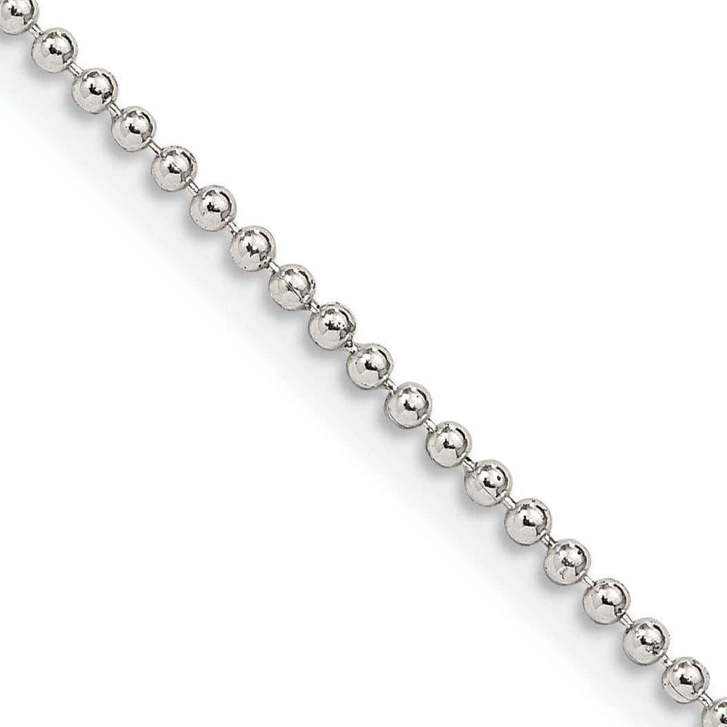 20 Inch Sterling Silver 1.5mm Beaded Chain Necklace