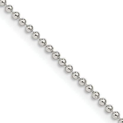 20 Inch Sterling Silver 1.5mm Beaded Chain Necklace