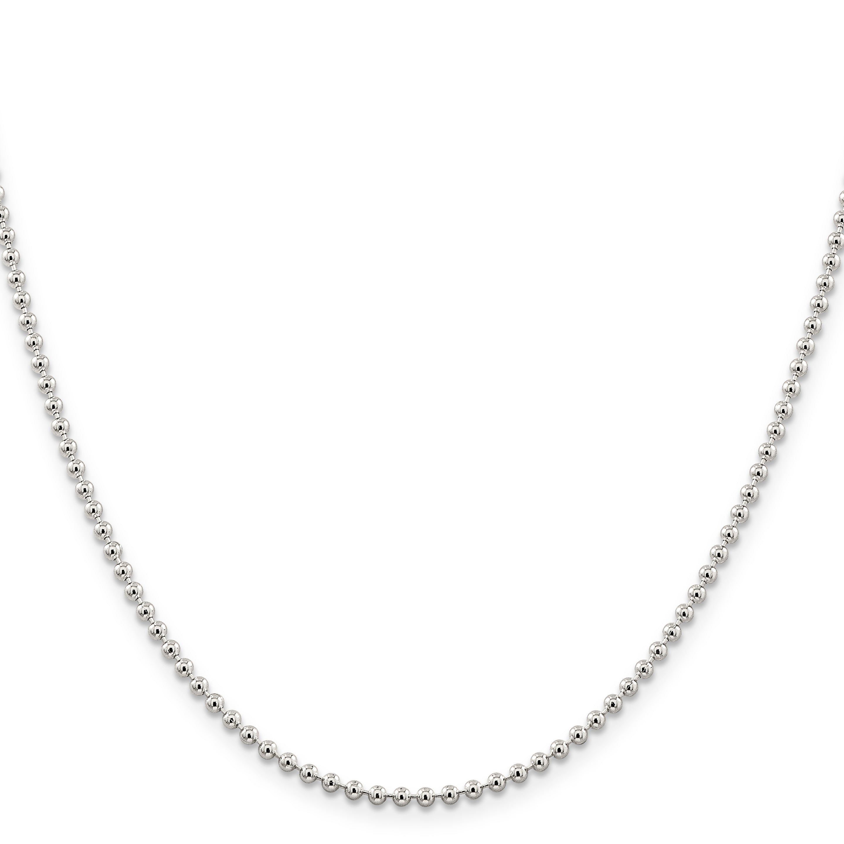 24 Inch Sterling Silver 2.35mm Beaded Chain Necklace