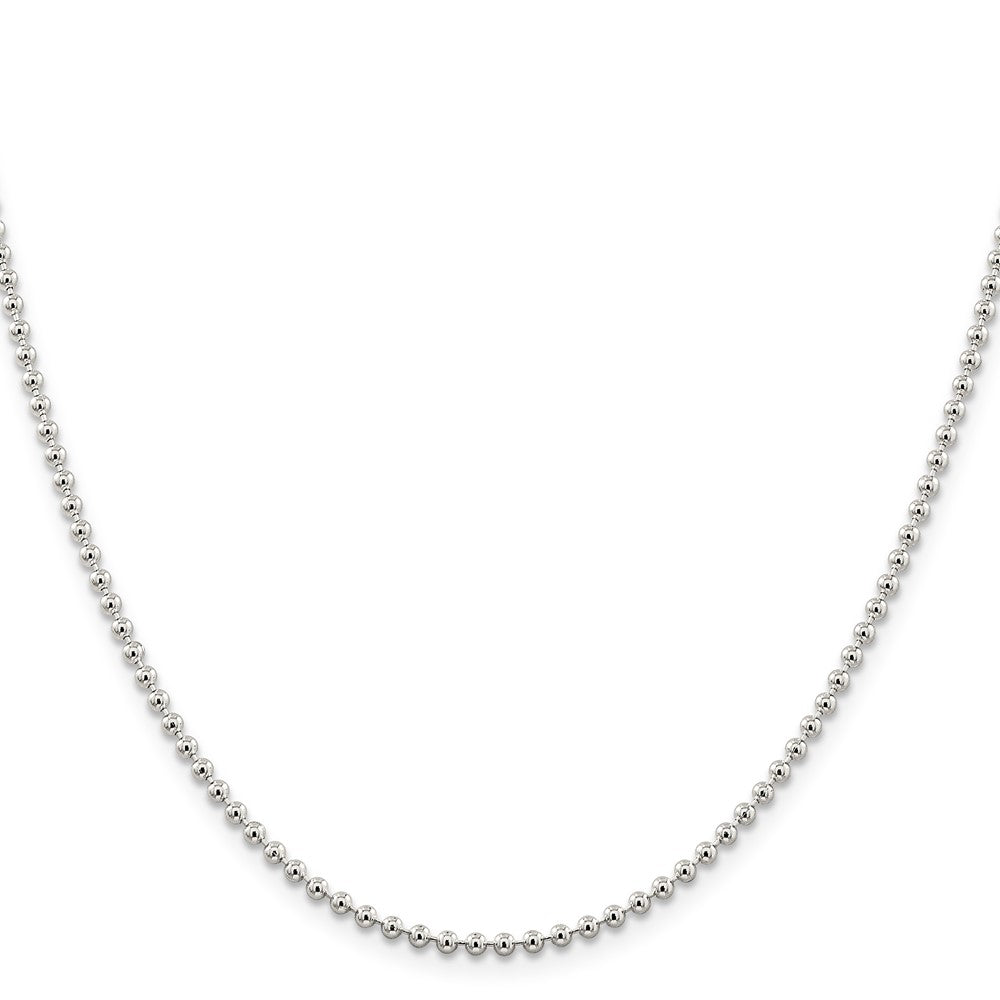22 Inch Sterling Silver 2.35mm Beaded Chain W/4In Ext.