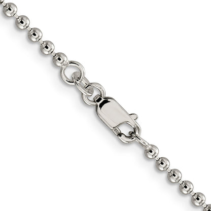 18 Inch Sterling Silver 2.35mm Beaded Chain Necklace