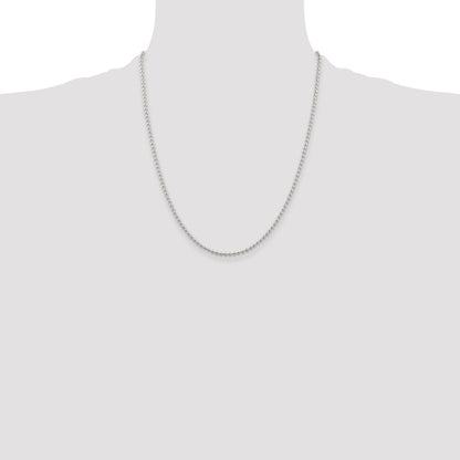 22 Inch Sterling Silver 2.35mm Beaded Chain W/4In Ext.