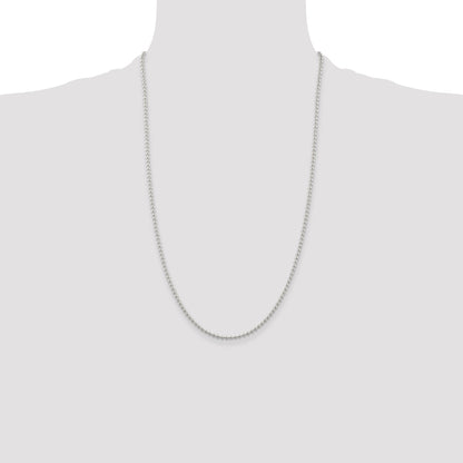 26 Inch Sterling Silver 2.35mm Beaded Chain Necklace